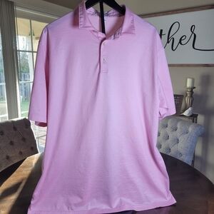 Peter Millar Men's Pink Stripe Polo Shirt.  Size XXL